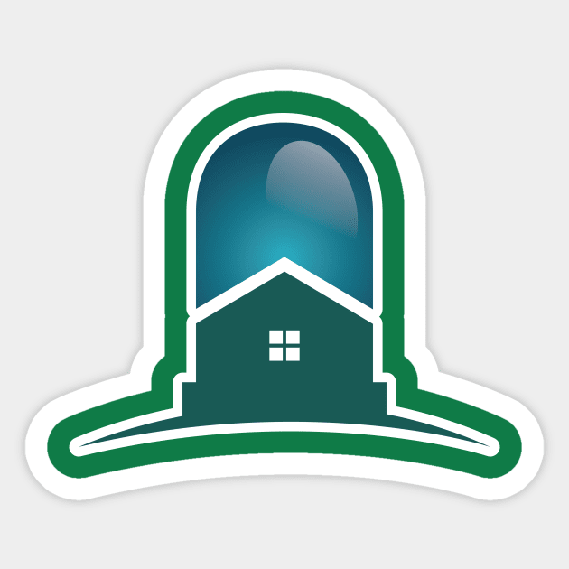 Light bulb and houses sticker logo icon. Energy power in the house idea concept. Real Estate logo design icon. Sticker by AlviStudio